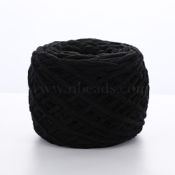 Soft Crocheting Polyester Yarn, Thick Knitting Yarn for Scarf, Bag, Cushion Making, Black, 6mm(SENE-PW0020-04-06)