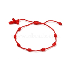 Adjustable Nylon Thread Braided Anklets, Cross, Red, Inner Diameter: 1-7/8~3-7/8 inch(4.8~10cm)(AJEW-AN00313)