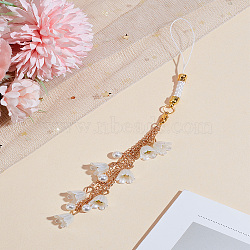 1Pc Plastic Lily Of The Valley Pendants Mobile Straps, Flower, White, 205x19mm(HJEW-LP0001-27)