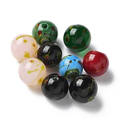 Handmade Lampwork Beads, Round, Mixed Color, 14~16.5mm, Hole: 2mm(LAMP-P068-04)