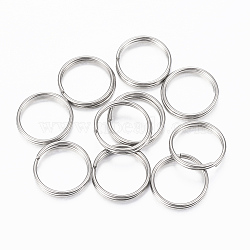 304 Stainless Steel Split Rings, Double Loops Jump Rings, Stainless Steel Color, 10x1.2mm, about 9mm inner diameter, Single Wire: 0.75mm(A-STAS-H413-05P-D)