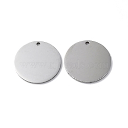 Non-Tarnish 304 Stainless Steel Pendants, Stamping Blank Tag, Flat Round Charm, Stainless Steel Color, 24x1.4mm, Hole: 1.8mm(STAS-Q308-09S-P)