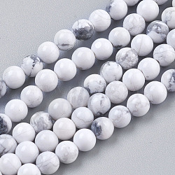 Natural Howlite Beads Strands, Round, White, 4mm, Hole: 0.5mm, about 41pcs/strand, 7.6 inch(TURQ-G091-4mm)