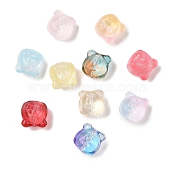 Transparent Spray Paint Glass Beads, Bear, Mixed Color, 10x10x7.5mm, Hole: 0.9mm(GLAA-Z011-01)