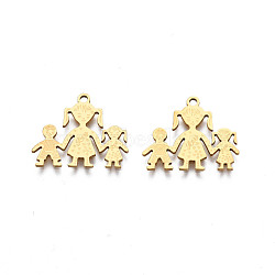 201 Stainless Steel Pendants, Family, Real 18K Gold Plated, 16x19x1mm, Hole: 1.4mm(STAS-N091-150LG)
