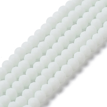 Glass Beads Strands, Faceted, Frosted, Rondelle, White, 6x4.5mm, Hole: 1mm, about 86pcs/strand, 16.14''(41cm)