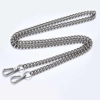 Bag Chains Straps, Iron Curb Link Chains, with Alloy Swivel Clasps, for Bag Replacement Accessories, Platinum, 1200x9mm