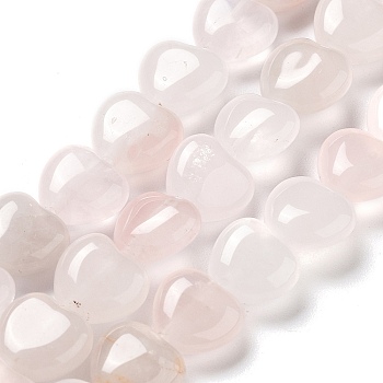 Natural Rose Quartz Beads Strands, Heart, 10x10x4.5~5mm, Hole: 0.7mm, about 20pcs/strand, 7.28''~7.48''(18.5~19cm)