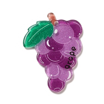 Acrylic Pendants, Fruits, Grape, 41x29.5x2mm, Hole: 2mm