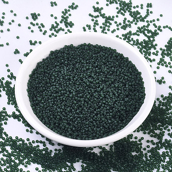 MIYUKI Round Rocailles Beads, Japanese Seed Beads, 11/0, (RR156F) Matte Transparent Dark Emerald, 2x1.3mm, Hole: 0.8mm, about 5500pcs/50g