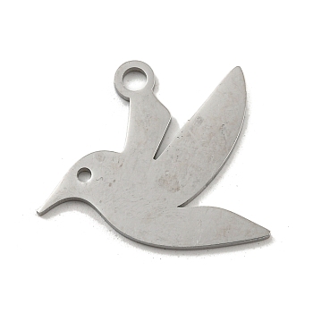 304 Stainless Steel Pendants, Laser Cut, Pigeon Charm, Stainless Steel Color, 24x26x1mm, Hole: 2.5mm