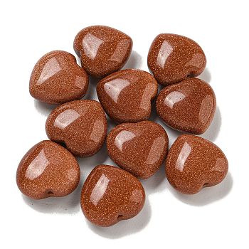 Synthetic Goldstone Beads, Half Drilled, Heart, 15.5x15.5x8mm, Hole: 1mm