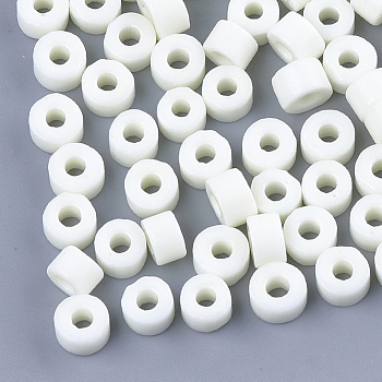Glass Bugle Beads, Opaque Colours, Round Hole, Honeydew, 3~4x6.5~7mm, Hole: 2.5mm, about 1000pcs/bag