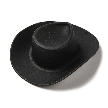 Plastic Big Pendants, Cowboy Hat Charm, Black, 46.5x54.5x16mm, Hole: 1.4mm