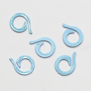 Plastic Knitting Crochet Locking Stitch Markers Holder, Pale Turquoise, 22x17x1.5mm, Hole: 10mm, about 1000pcs/bag