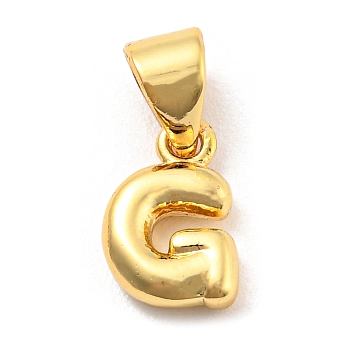 Brass Charms, Real 18K Gold Plated, Long-Lasting Plated, Lead Free & Cadmium Free, Letter Charm, Letter G, 9.5x6x2.5mm, Hole: 5x3.5mm