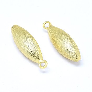 Brass Pendants, Rice, Real 18K Gold Plated, 26.5x8mm, Hole: 2mm