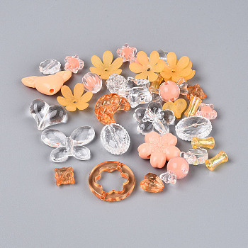 Vintage Baroque Acrylic Beads Set, Mixed Shape, Orange, 7.5~33x7.5~43x6~12mm, Hole: 1.5mm
