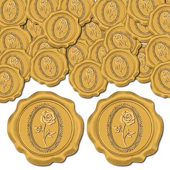 Adhesive Wax Seal Stickers, Envelope Seal Decoration, For Craft Scrapbook DIY Gift, Flower, 30mm, 50pcs