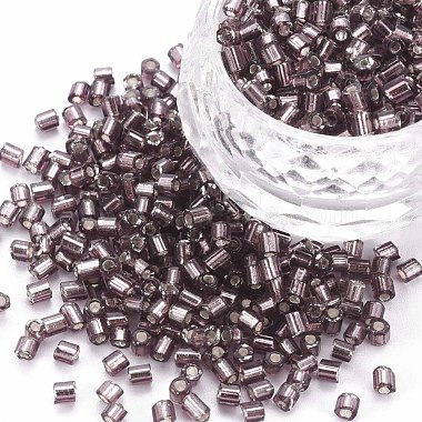 Rosy Brown Round Bugle Glass Beads