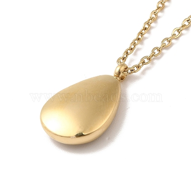 Natural Shell Teardrop Pendant Necklace with 304 Stainless Steel Cable Chains for Women(NJEW-H162-02G)-3