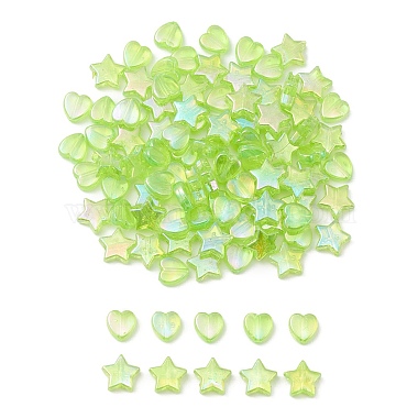 Lawn Green Mixed Shapes Acrylic Beads