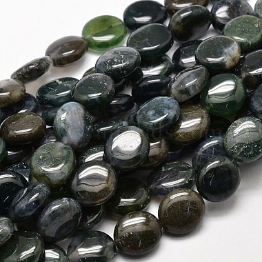 16mm Flat Round Moss Agate Beads