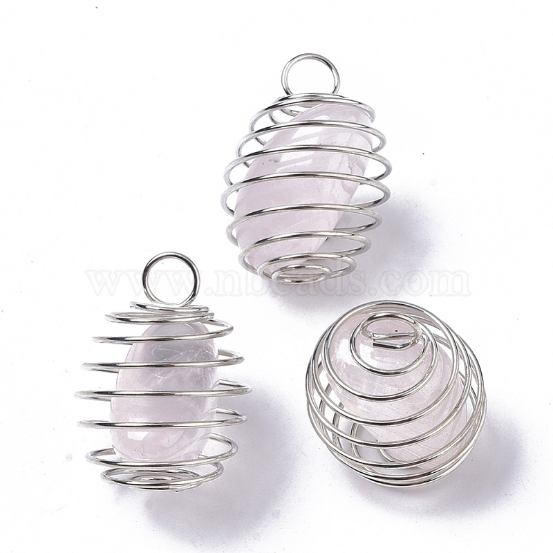 Craft Supplies Silver Plated Cages Jewellery Making 6 x Caged Rose Quartz 12mm Beads