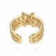 Real 18K Gold Plated Brass Initial X Cuff Ring(RJEW-S045-128-NF)-3