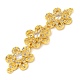 Brass Pave Clear Cubic Zirconia Three Flower Links Connector Charms(KK-P277-61G)-2