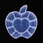 Apple Plastic Bead Storage Containers, with 12 Compartments, Clear, 16.5x15.5x2.5cm(CON-Q023-03-01)
