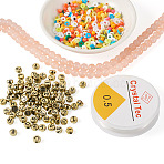 DIY Necklaces/Bracelets Making Kits, include Letter Polymer Clay & Glass Beads, Elastic String, Navajo White, 8~8.5mm(DIY-TAC0032-18F)
