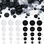 2-Hole Flat Round Resin Sewing Buttons For Costume Design, Mixed Color, 9~25x2~3mm, Hole: 1~2mm, 260pcs/set(BUTT-TA0001-62)