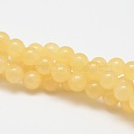 Natural Yellow Jade Bead Strands, Round, Grade A, 10mm, Hole: 1mm, about 38pcs/strand, 15.5 inch(G-K121-01-10mm)