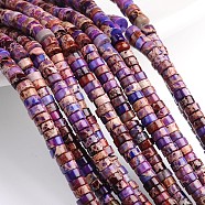 Dyed Natural Imperial Jasper Beads Strands, Heishi Beads, Flat Round/Disc, Colorful, 6x3mm, Hole: 1mm, about 128pcs/strand, 16 inch(G-M276-01-B)