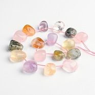 Teardrop Natural Mixed Gemstone Beads Strands, Top Drilled Beads, Rutilated Quartz & Amethyst & Citrine & Rose Quartz, 15~30x11~20mm, Hole: 1mm, about 17pcs/strand, 15.7 inch(G-D771-11)