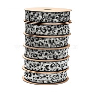 Gauze Polyester Organza Ribbons, Leopard-Printed Pattern, Gainsboro, 1 inch(25mm), 20yard/roll(ORIB-TAC0027-15E)