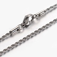 Rope Chain Necklaces, 304 Stainless Steel Necklaces with Lobster Clasps, Stainless Steel Color, 19.68 inch(50cm)(STAS-L142-09)