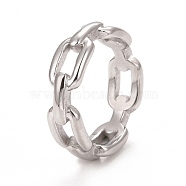 304 Stainless Steel Cable Chain Shape Finger Ring for Women, Stainless Steel Color, Inner Diameter: 17.3~17.9mm(RJEW-C025-34B-P)