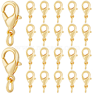 Elite 50Pcs Brass Lobster Claw Clasps, with Jump Ring, Golden, 13mm, Hole: 2.6mm(KK-PH0005-42)