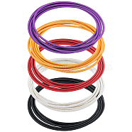 38pcs 5 styles Steel Wire Round Snake Chain Stretch Bracelets Set, Guitar String Coil Bracelets for Women, Mixed Color, Inner Diameter: 2-1/4~2-1/4 inch(5.8~5.85cm)(BJEW-BC0001-22)
