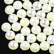 ABS Plastic Imitation Pearl Cabochons, AB Color Plated, Half Round, Beige, 6x3mm, 5000pcs/bag(OACR-S025-6mm-12)