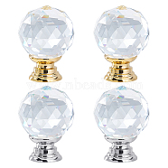 SUPERFINDINGS 4Pcs 2 Style Quartz Crystal Drawer Knobs, with Aluminium Alloy Fittings, for Home, Cabinet, Cupboard and Dresser, Mixed Color, 35.5x27mm, Hole: 3mm, 2pcs/style(FIND-FH0002-85)