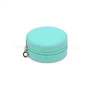 PU Leather Jewelry Box, with Foam Mat, Flat Round, Turquoise, 10.05x4.85cm(CON-WH0002-01B)