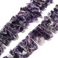 Natural Amethyst Beads Strands, Top Drilled Beads, Rectangle, 24~62x8~14x4~9mm, Hole: 1.8mm, about 34~39pcs/strand, 15.04''~15.51''(38.2~39.4cm)(G-L551B-08A)