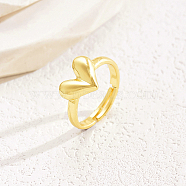 Real 18K Gold Plated Brass Adjustable Rings, Heart, No Size(XT2727-2)