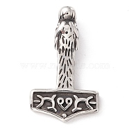 304 Stainless Steel Pendants, Statue, Antique Silver, 33x20x4mm, Hole: 5x6.5mm(STAS-M299-07AS)