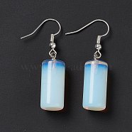 Opalite Cylindrical Dangle Earrings, Platinum Brass Jewelry for Women, 42mm, Pin: 0.7mm(EJEW-D188-01P-01)