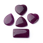 Dyed Natural Gemstone Pendants, Mixed Shape, Purple, 48~67x35~48x6.5~7.5mm, Hole: 1.5~2mm(G-S214-06)