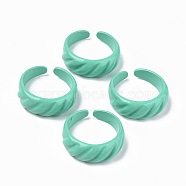 Spray Painted Alloy Cuff Rings, Open Rings, Cadmium Free & Lead Free, Medium Aquamarine, US Size 7 1/4(17.5mm)(RJEW-T011-31D-RS)